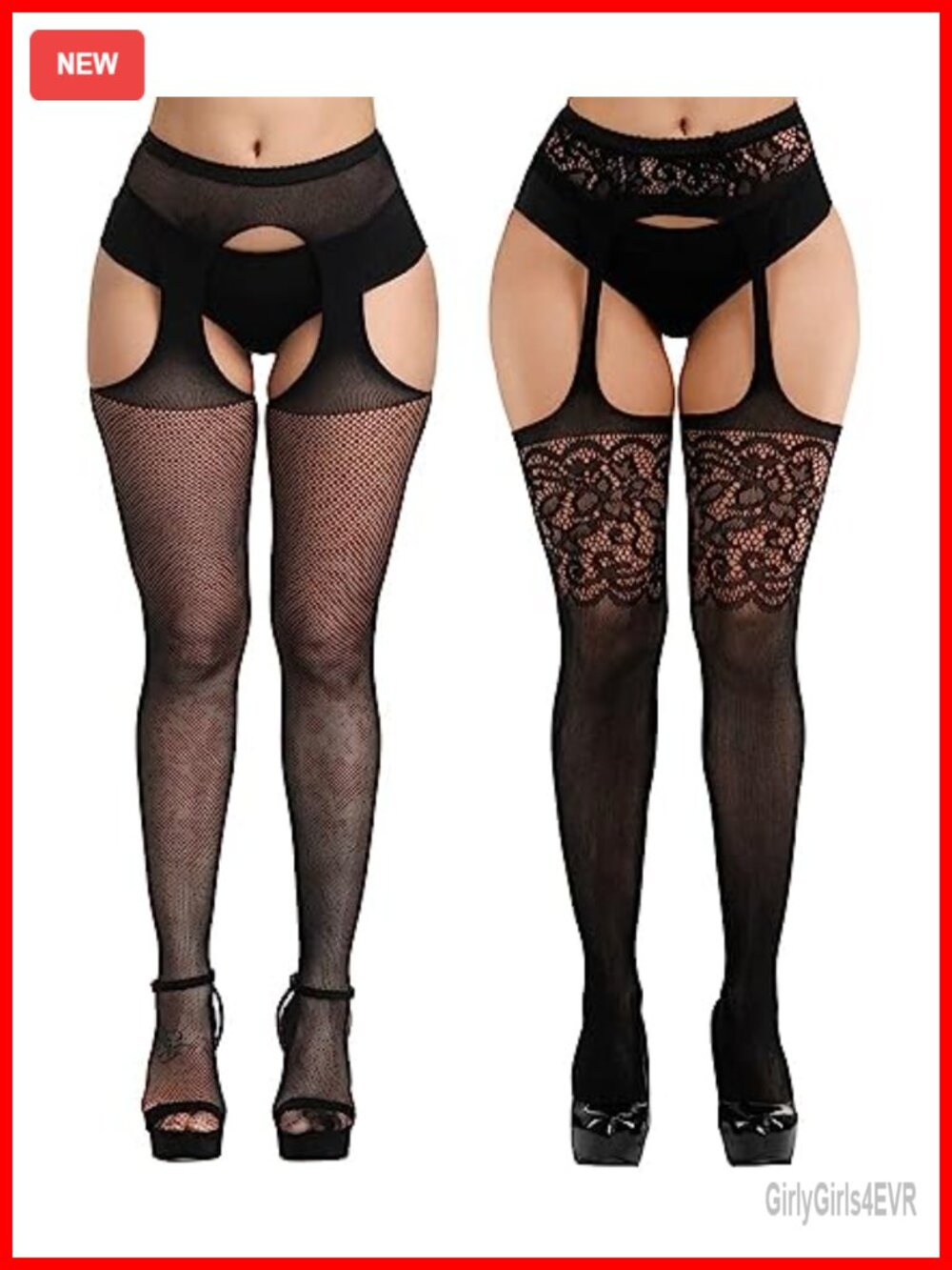 E-Laurels Garter Stockings Thigh High Fishnet Suspender Pantyhose